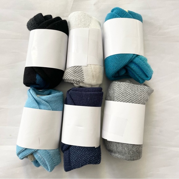 6 pack no show socks in ivory, black, grey, blue, turquoise and navy - Picture 2 of 3